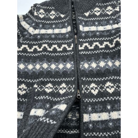 VTG L.L. Bean wool fair aisle Sz M zip sweater POCKETS warm Cardigan thick EUC - Picture 7 of 9